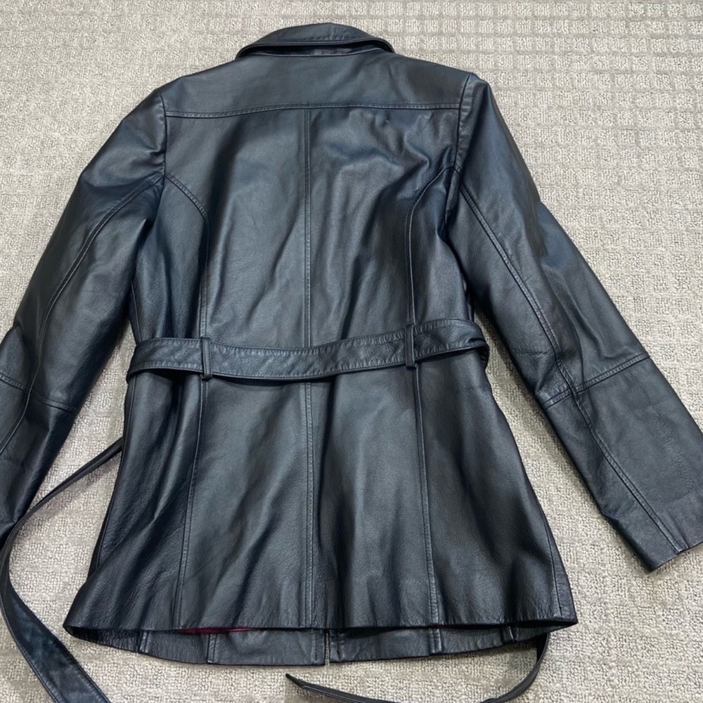 VTG Croft & Borrow Genuine Leather Belted Jacket - Picture 2 of 2